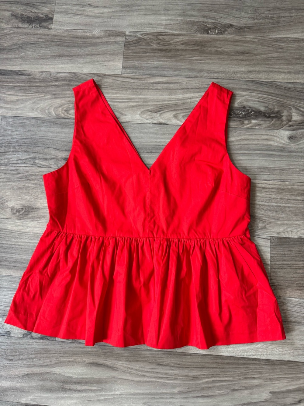 NWT J. Crew Sleeveless Peplum Top Stretch Cotton Poplin in Red Size 12